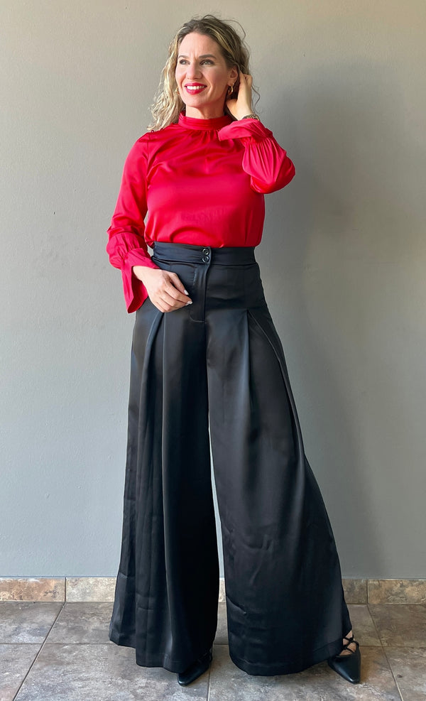 Satin Effect Wide Pant on