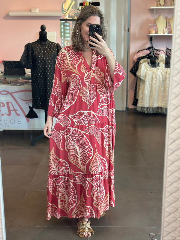 Italian Leaves Maxi Dress