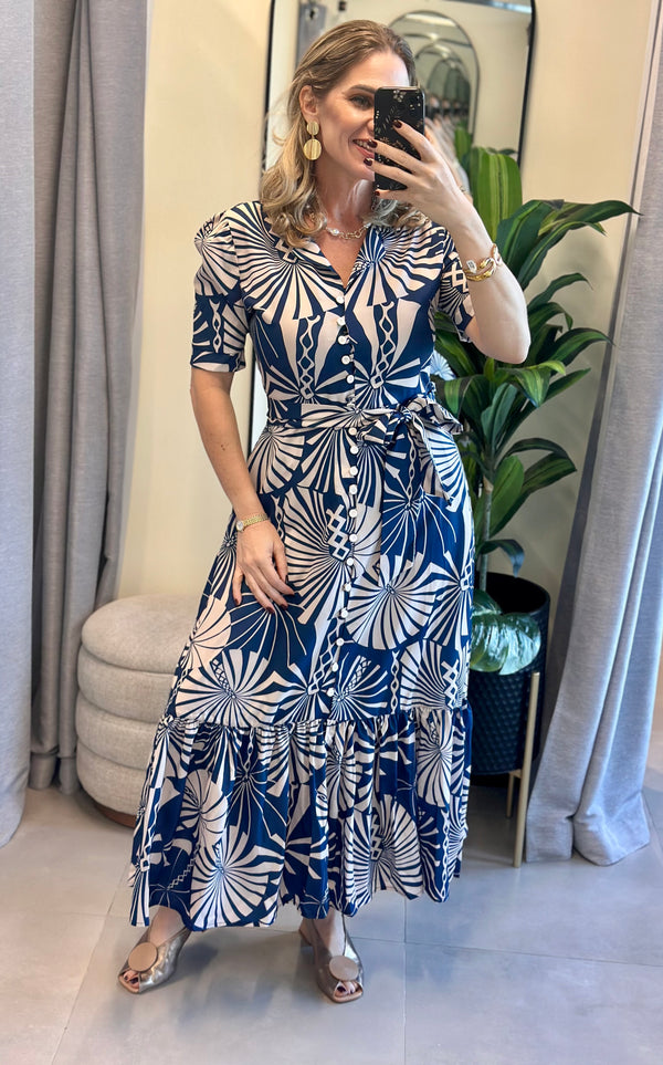 Navy Palm Maxi Dress
