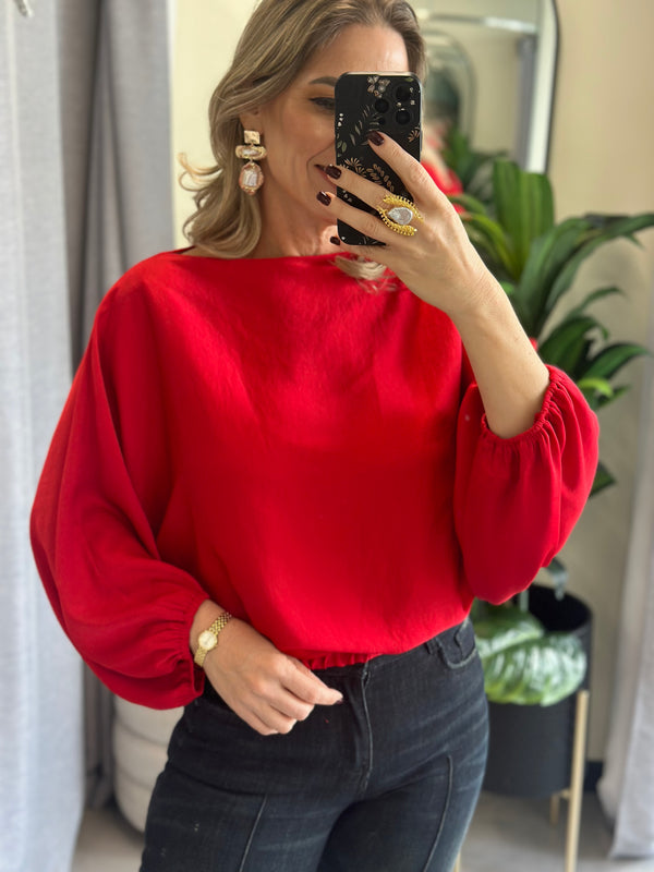 Cherry Silk Bombshell Blouse