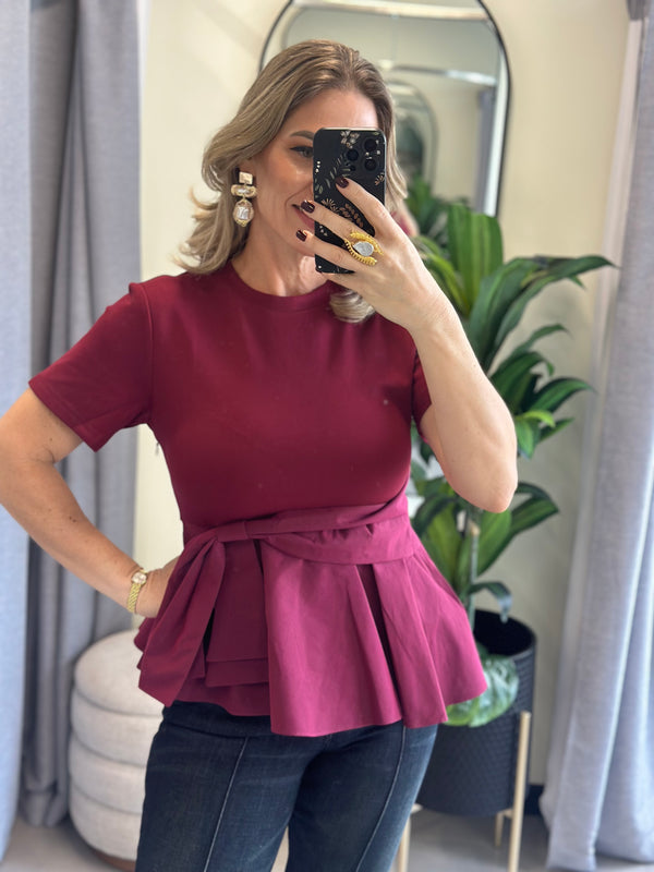 Bow Drama Burgundy Top