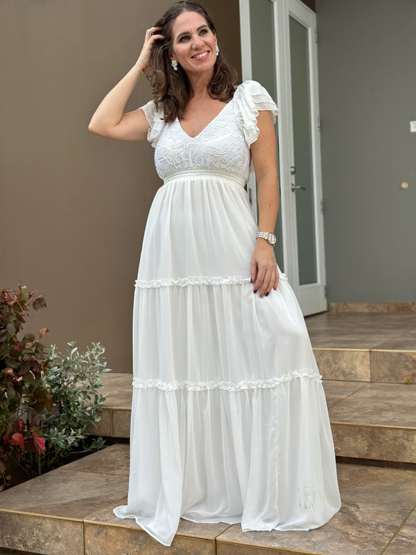 White Embroidery Maxi Dress