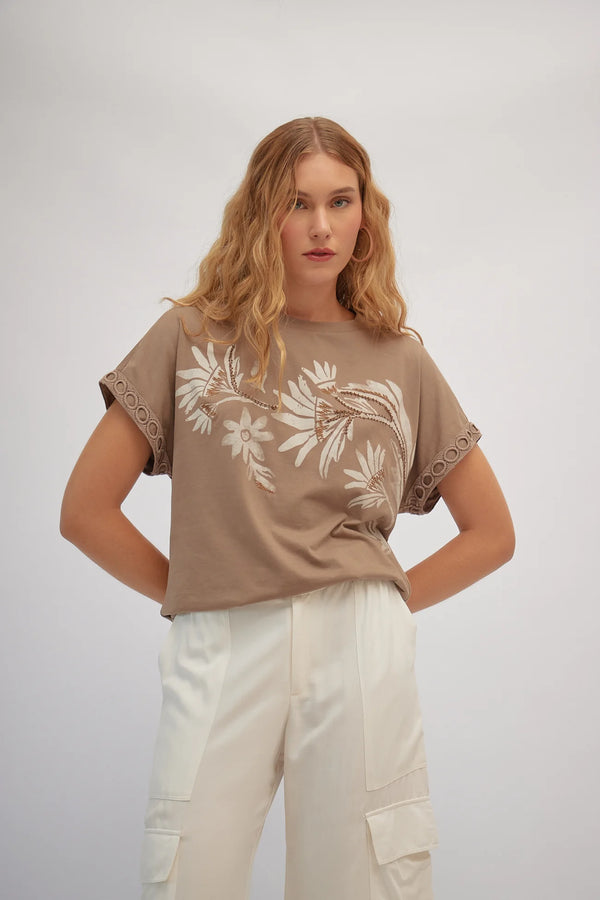 Mocha Flower Blouse