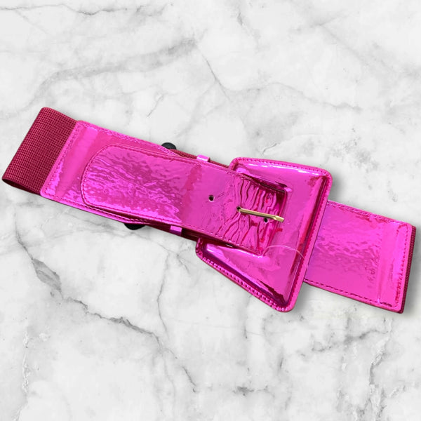 Fuchsia metallic belt