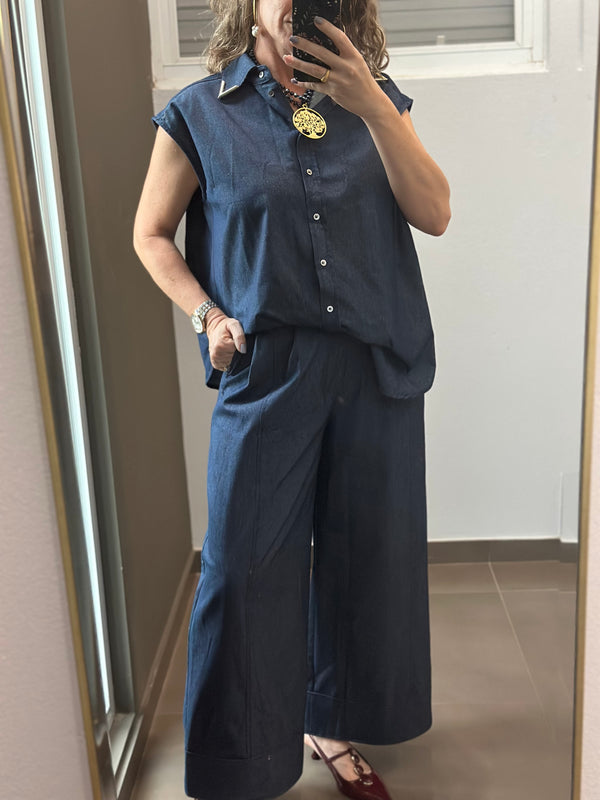 Edna Denim Palazzo Set