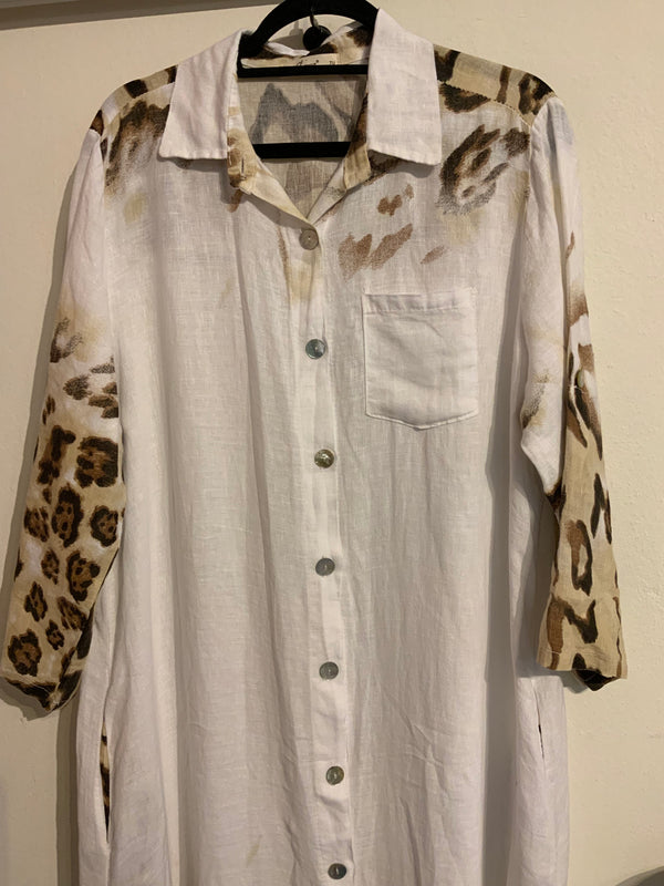 Animal Print Linen Dress