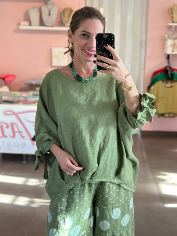 Linen Olive Blouse