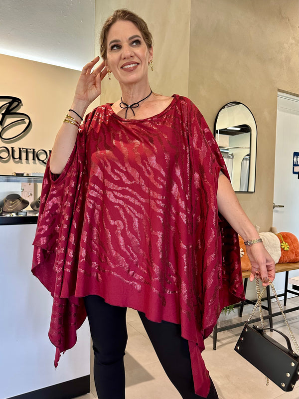 Burgundy Animal Print Blouse