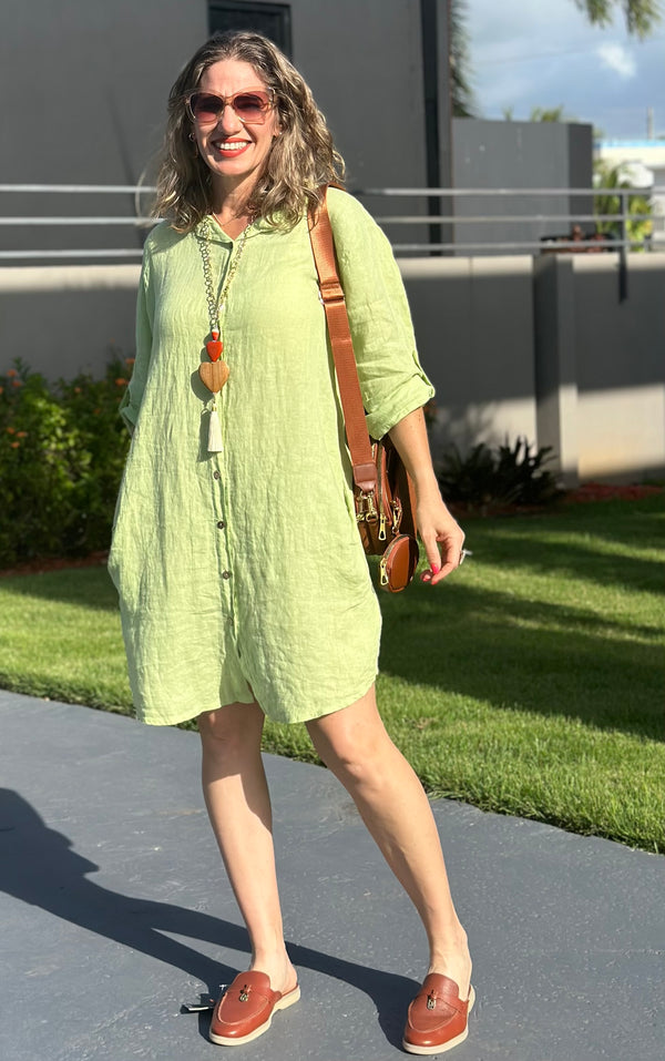 Lime Line Shirt Dress