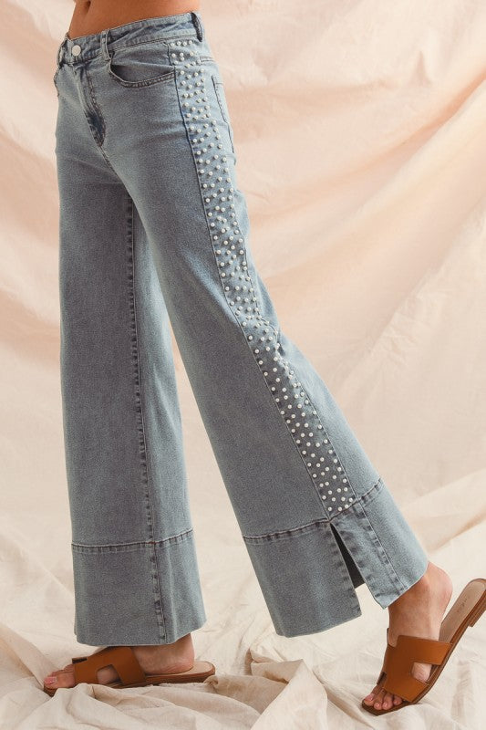 Denim Pearl Palazzo