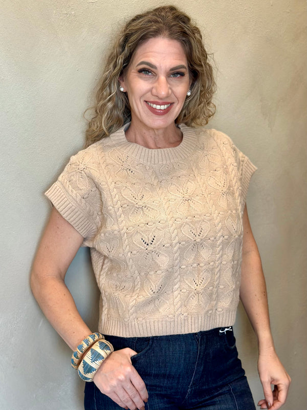 Oatmeal Cable Knit Top