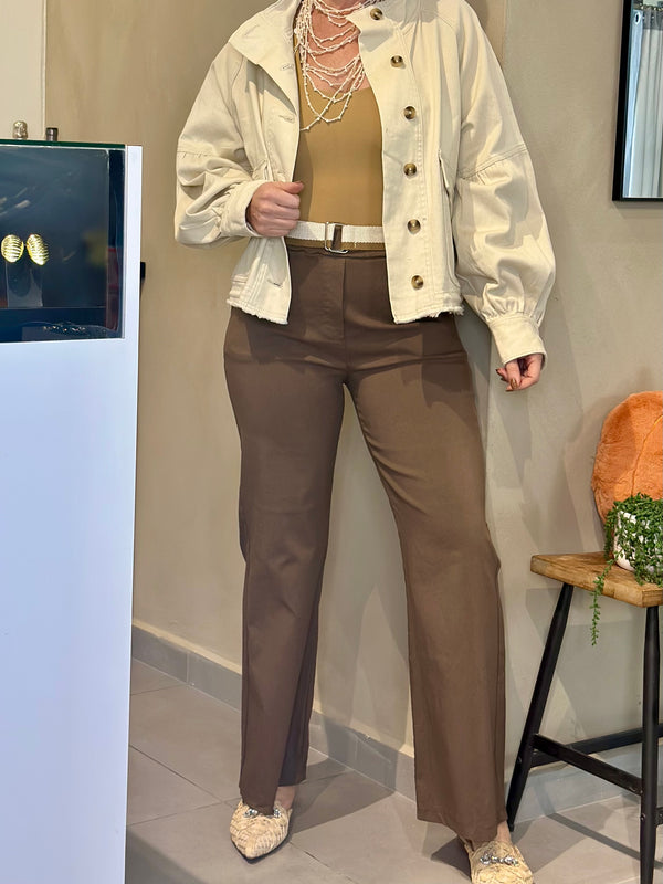 Mocha Italian Straight stretch pants