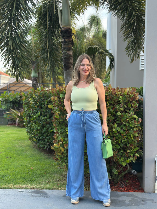 Flowy Light Denim Palazzo