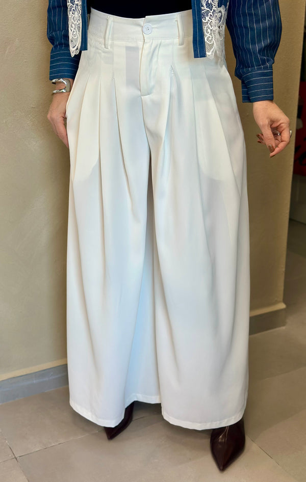 White Flow Palazzo Pants