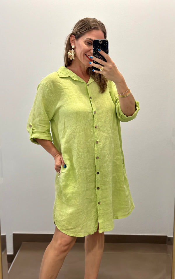 Lime Line Shirt Dress