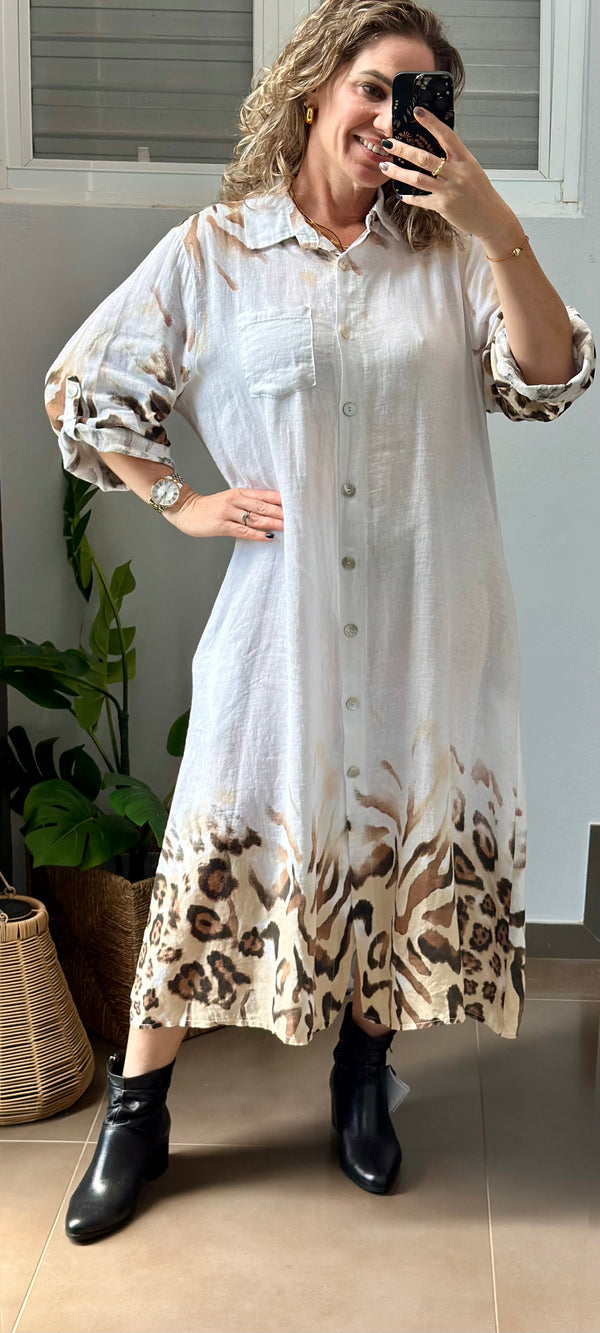 Animal Print Linen Dress