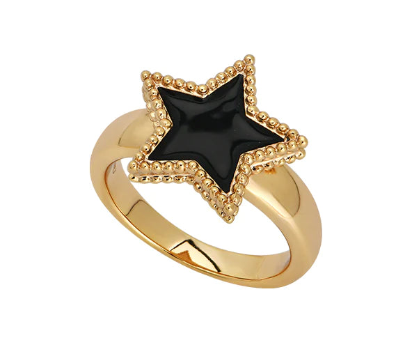 Angela Black Star Ring