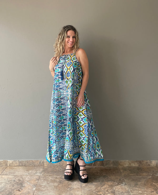 Molly Aztec Blue Maxi Dres