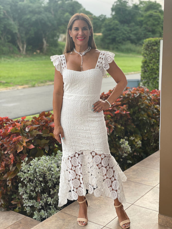White Crocket Elegant Dress